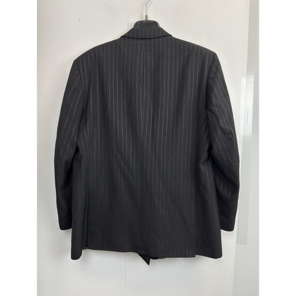 Alexandre London Men's 44R Double Breasted Wool Blend Blazer Black Striped - Picture 10 of 10